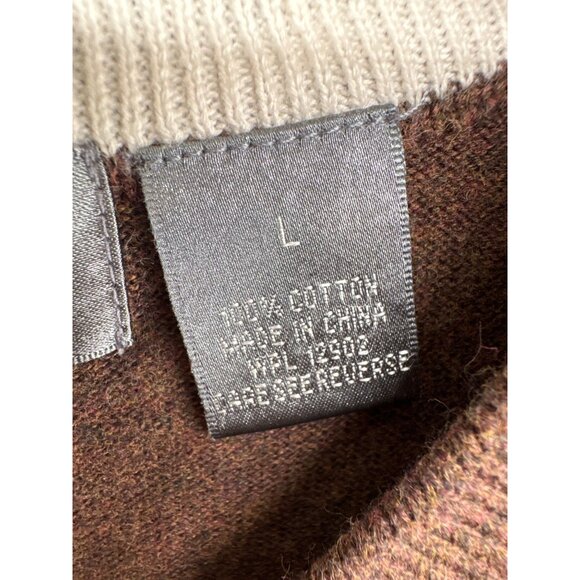 Oscar de la Renta Mens Sweater Vest Sz L Brown Cotton Academia Preppy Designer - Picture 5 of 10